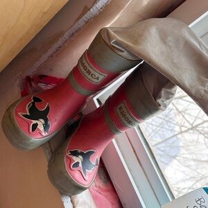 Pink and Gray Kids Rain Boots